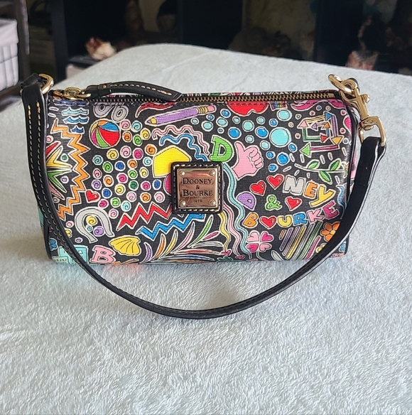 Dooney & Bourke Handbags - Dooney & Bourke Black Multicolor Doodle Wristlet